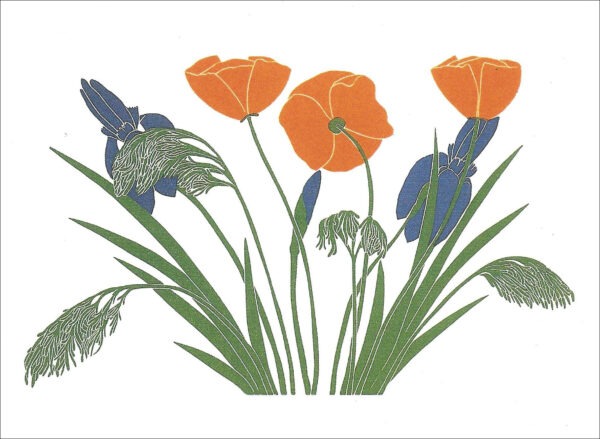 EN748 Poppies and Douglas Iris Notecard
