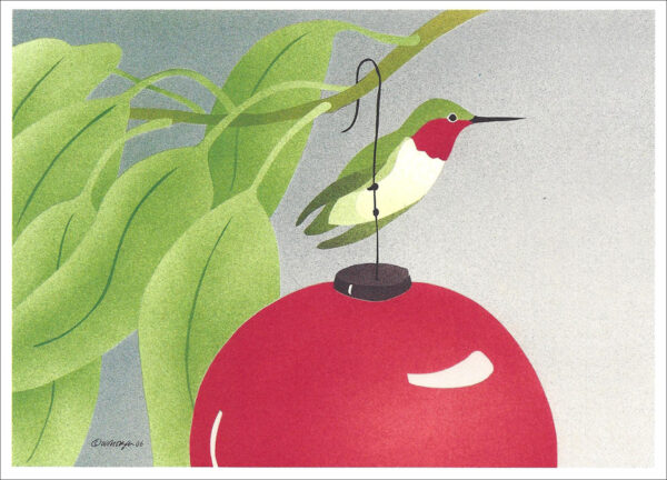 HC244 Ruby-Throated Hummingbird Holiday Card