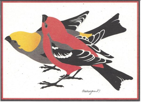 NC091 Pine Grosbeaks Notecard