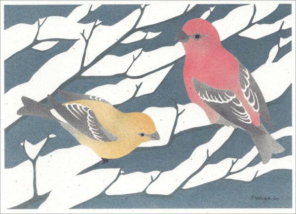 NC281 Pine Grosbeaks Notecard