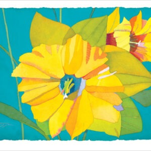 TN478 Yellow Daffodil on Blue Notecard