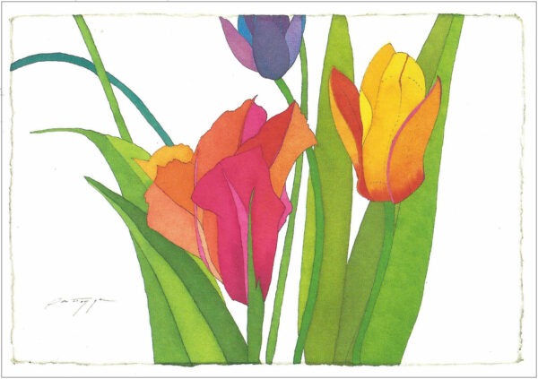 TN488 Three Tulips on White Notecard
