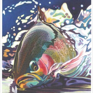 XN887 Running Rainbow Trout Notecard