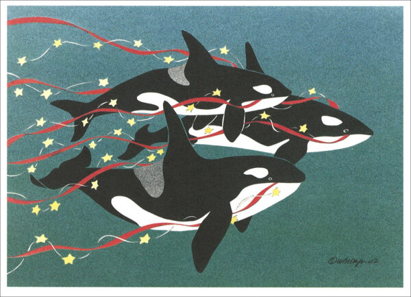 HC096 We Three Orcas Holiday Card