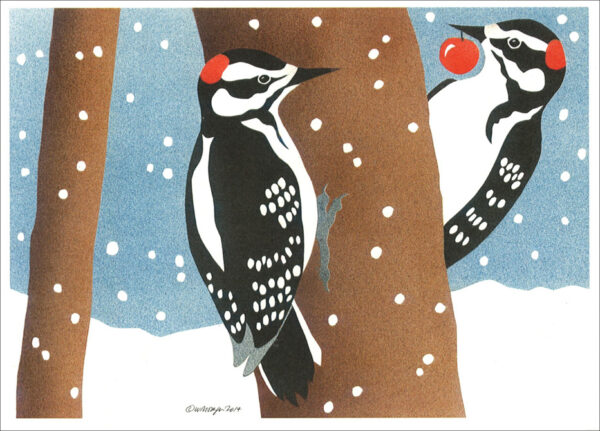 HC156 Hairy Woodpeckers Holiday Card