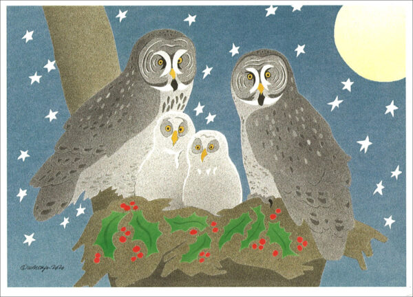 HC189 Great Gray Owls Holiday Card