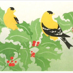 HC206 Goldfinches and Holly Holiday Card